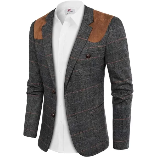 PJ PAUL JONES Men's Blazer Herringbone Tweed Sport Coats Two Button Wool Blend Formal Jacket