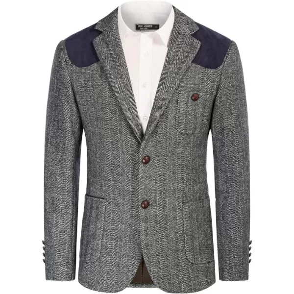 PJ PAUL JONES Men's Blazer Herringbone Tweed Sport Coats Two Button Wool Blend Formal Jacket