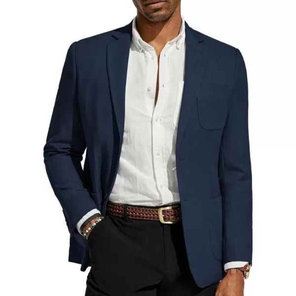 PJ PAUL JONES Men's Blazer Jacket Cotton Linen Sports Coats Regular Fit Two Buttons Herringbone Suit Jackets