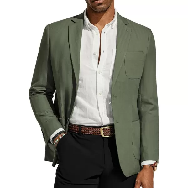 PJ PAUL JONES Men's Blazer Jacket Cotton Linen Sports Coats Regular Fit Two Buttons Herringbone Suit Jackets