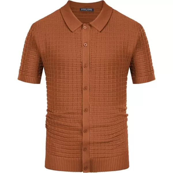 PJ PAUL JONES Mens Breathable Knitting Polo Shirts Textured Short Sleeve Golf Polo Shirts
