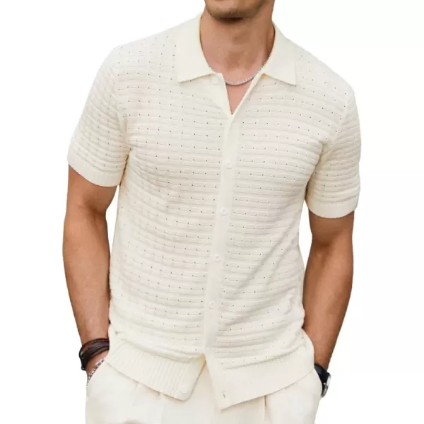 PJ PAUL JONES Mens Breathable Knitting Polo Shirts Textured Short Sleeve Golf Polo Shirts