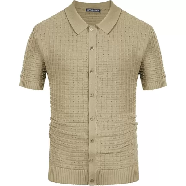 PJ PAUL JONES Mens Breathable Knitting Polo Shirts Textured Short Sleeve Golf Polo Shirts