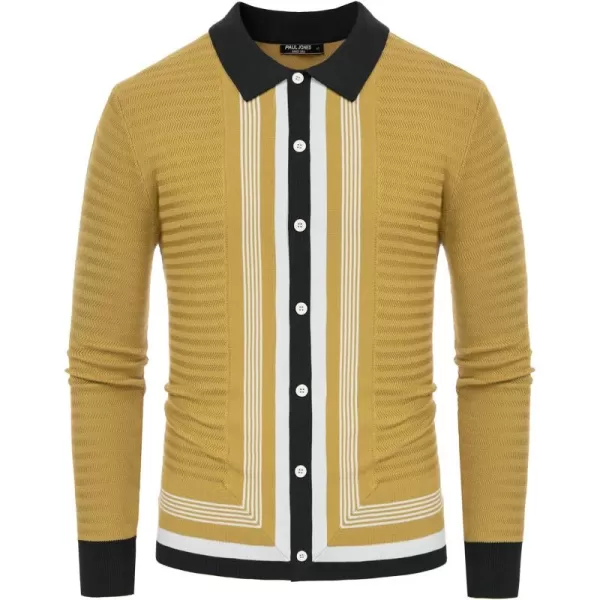 PJ PAUL JONES Mens Button Down Shirt Knitted Cardigan Sweaters Stripe Polo Shirts