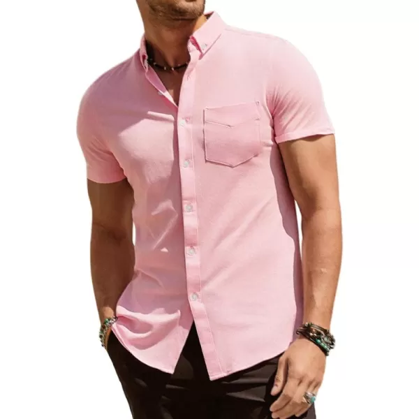 PJ PAUL JONES Men's Button Down Shirt Short Sleeve Regular Fit Casual Cotton Oxford Shirts Tops