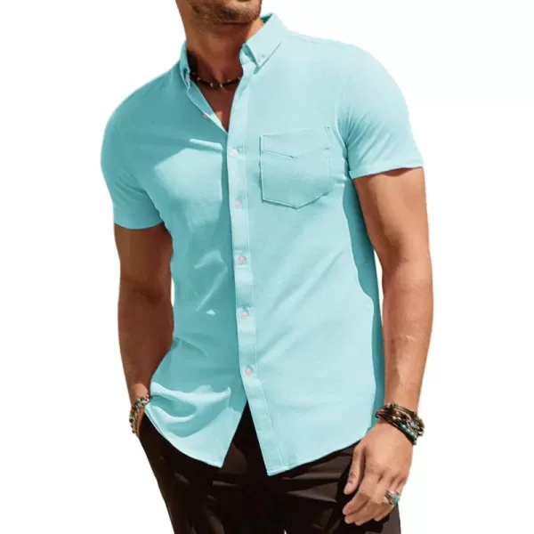PJ PAUL JONES Men's Button Down Shirt Short Sleeve Regular Fit Casual Cotton Oxford Shirts Tops