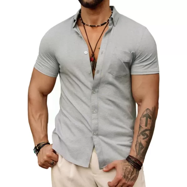 PJ PAUL JONES Men's Button Down Shirt Short Sleeve Regular Fit Casual Cotton Oxford Shirts Tops