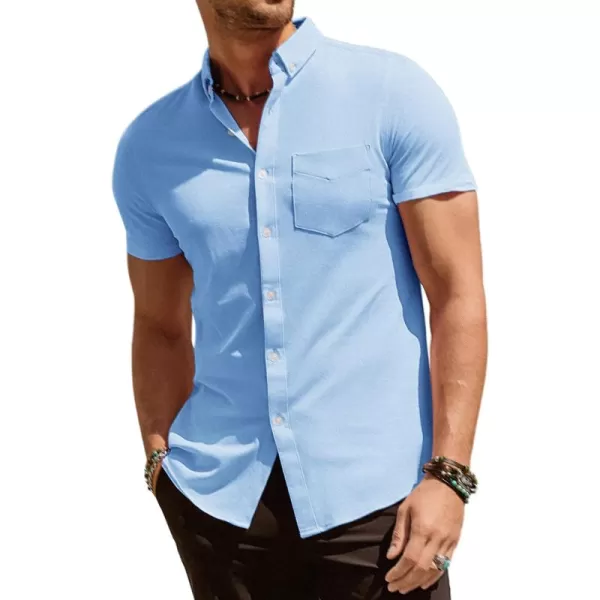 PJ PAUL JONES Men's Button Down Shirt Short Sleeve Regular Fit Casual Cotton Oxford Shirts Tops
