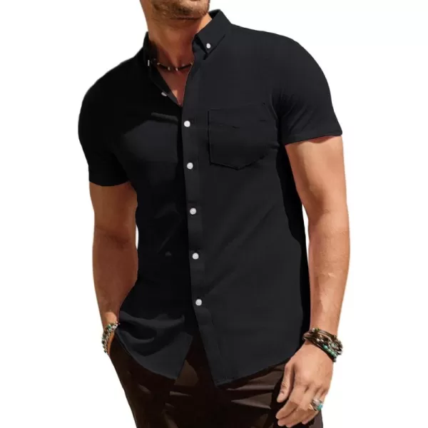 PJ PAUL JONES Men's Button Down Shirt Short Sleeve Regular Fit Casual Cotton Oxford Shirts Tops