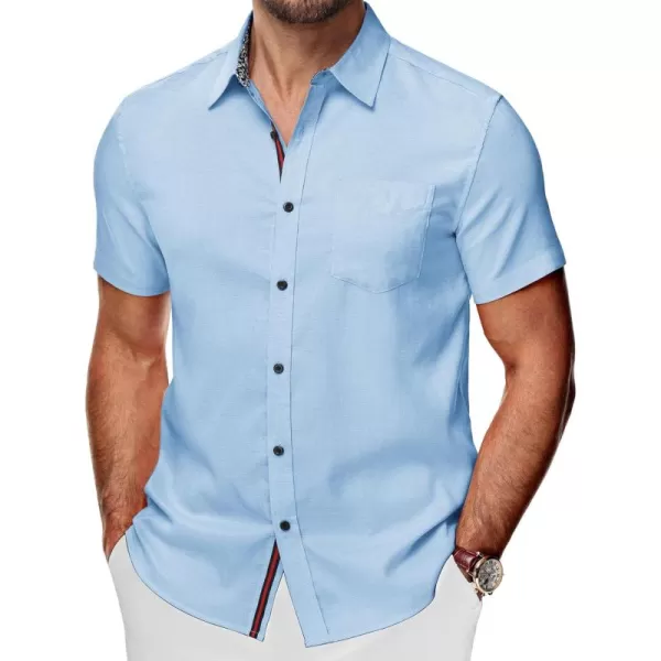 PJ PAUL JONES Mens Button Down Short Sleeve Shirt Casual Wrinkle Free Dress Shirt Summer Shirts with Pocket