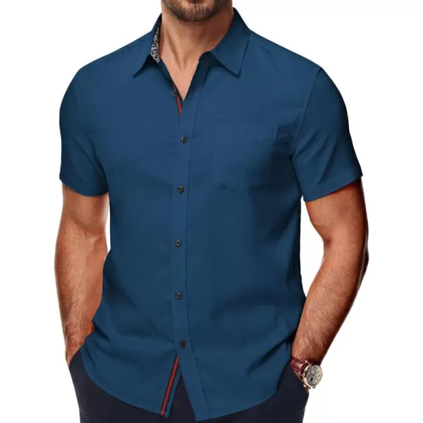 PJ PAUL JONES Mens Button Down Short Sleeve Shirt Casual Wrinkle Free Dress Shirt Summer Shirts with Pocket