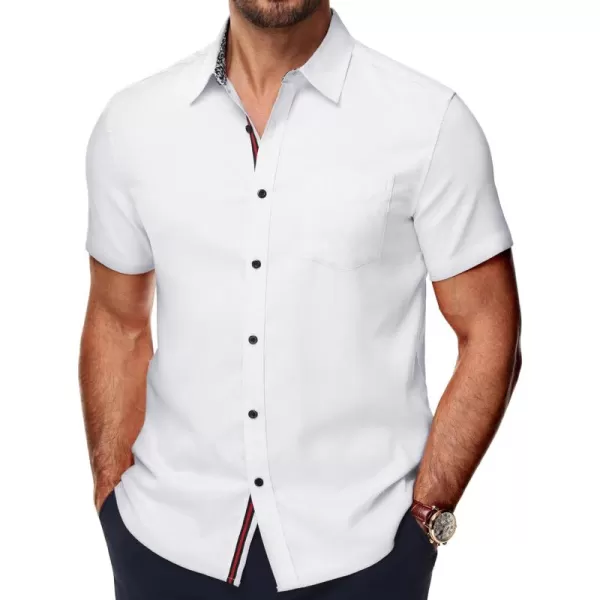 PJ PAUL JONES Mens Button Down Short Sleeve Shirt Casual Wrinkle Free Dress Shirt Summer Shirts with Pocket