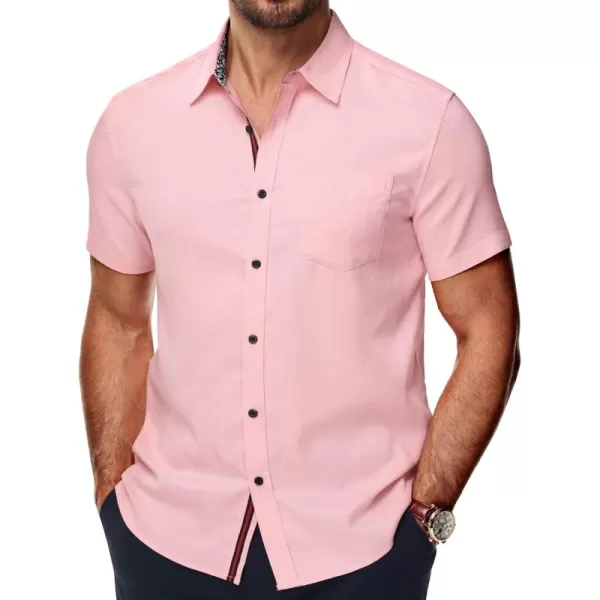 PJ PAUL JONES Mens Button Down Short Sleeve Shirt Casual Wrinkle Free Dress Shirt Summer Shirts with Pocket