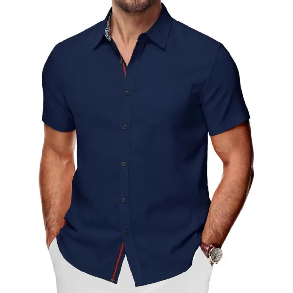 PJ PAUL JONES Mens Button Down Short Sleeve Shirt Casual Wrinkle Free Dress Shirt Summer Shirts with Pocket