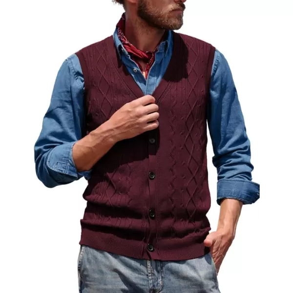 PJ PAUL JONES Mens Cable Knit Sweater Vests Button Down Jersey Knit Vest