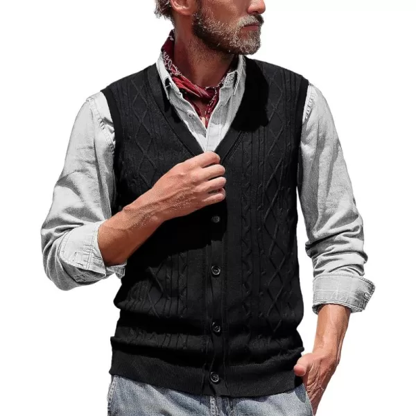 PJ PAUL JONES Mens Cable Knit Sweater Vests Button Down Jersey Knit Vest