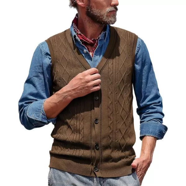 PJ PAUL JONES Mens Cable Knit Sweater Vests Button Down Jersey Knit Vest