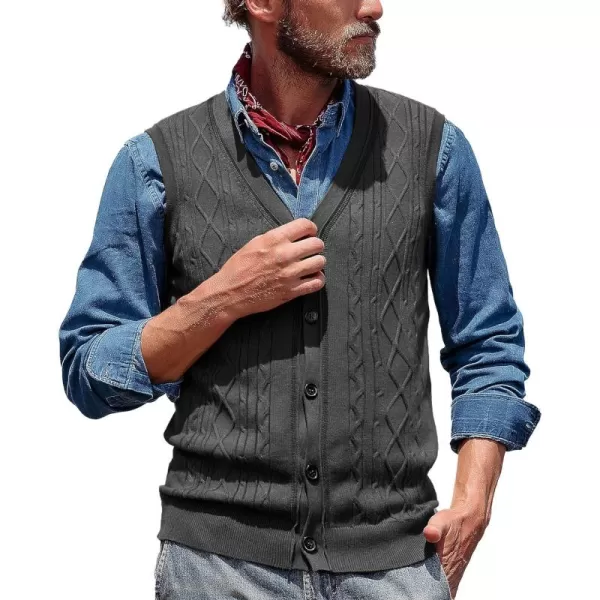 PJ PAUL JONES Mens Cable Knit Sweater Vests Button Down Jersey Knit Vest