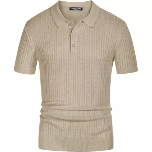 PJ PAUL JONES Mens Cable Knitted Polo Shirts Knitting Lightweight Golf Tee Shirt