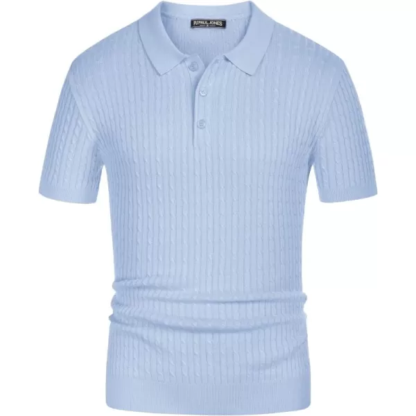 PJ PAUL JONES Mens Cable Knitted Polo Shirts Knitting Lightweight Golf Tee Shirt