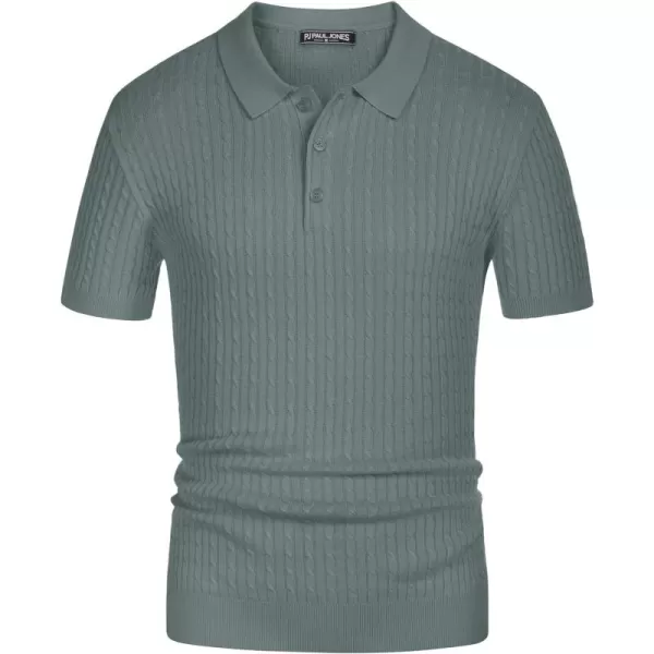 PJ PAUL JONES Mens Cable Knitted Polo Shirts Knitting Lightweight Golf Tee Shirt