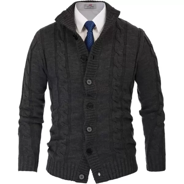 PJ PAUL JONES Men's Cardigan Sweaters Stand Collar Cable Knit Button Sweater