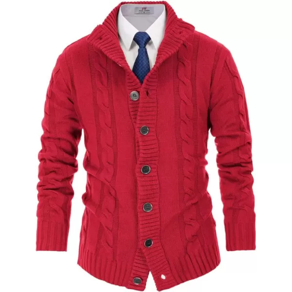PJ PAUL JONES Men's Cardigan Sweaters Stand Collar Cable Knit Button Sweater