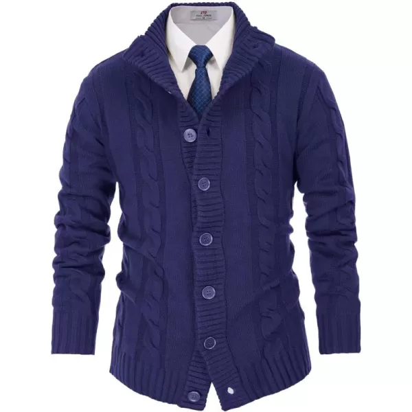 PJ PAUL JONES Men's Cardigan Sweaters Stand Collar Cable Knit Button Sweater