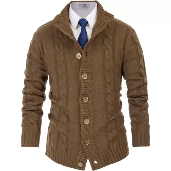 PJ PAUL JONES Men's Cardigan Sweaters Stand Collar Cable Knit Button Sweater