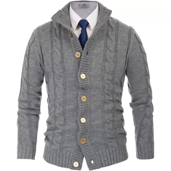 PJ PAUL JONES Men's Cardigan Sweaters Stand Collar Cable Knit Button Sweater
