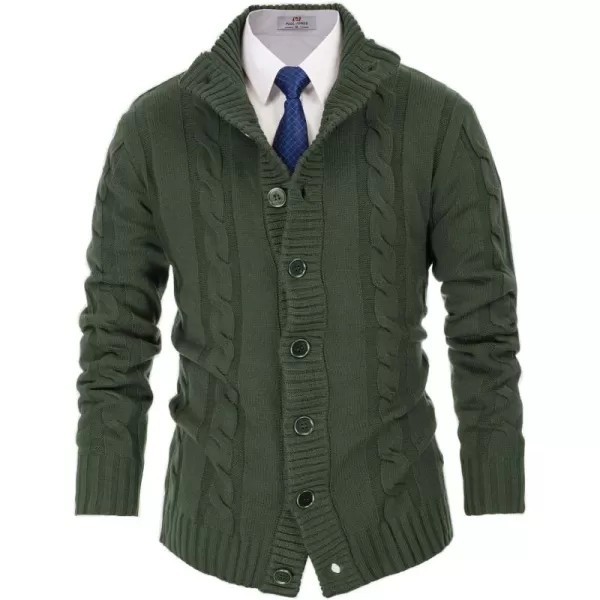 PJ PAUL JONES Men's Cardigan Sweaters Stand Collar Cable Knit Button Sweater