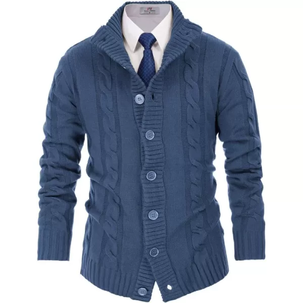PJ PAUL JONES Men's Cardigan Sweaters Stand Collar Cable Knit Button Sweater