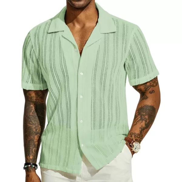 PJ PAUL JONES Men's Casual Button Down Shirts Cuban Collar Summer Beach Shirts
