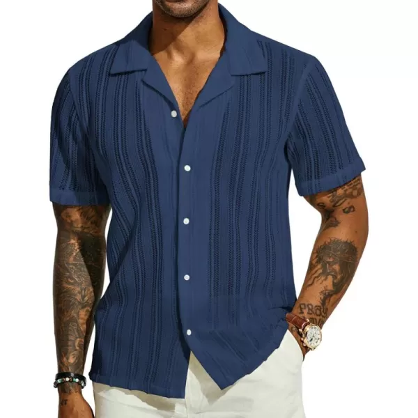 PJ PAUL JONES Men's Casual Button Down Shirts Cuban Collar Summer Beach Shirts