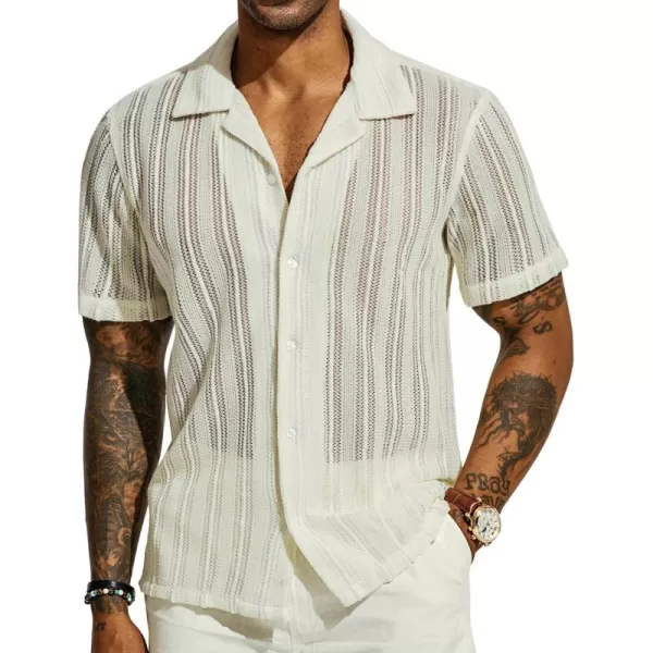 PJ PAUL JONES Men's Casual Button Down Shirts Cuban Collar Summer Beach Shirts
