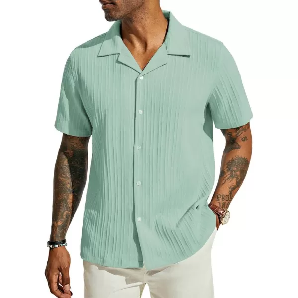PJ PAUL JONES Men's Casual Button Down Shirts Short Sleeve Summer Shirts Wrinkle-Free Shirts Textured Beach Shirts