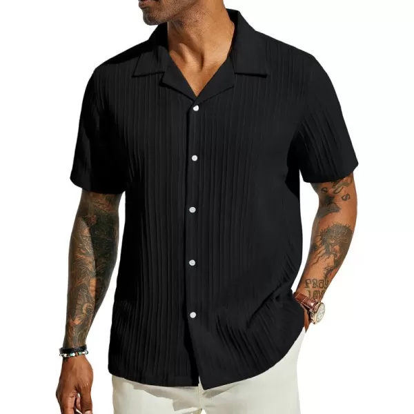 PJ PAUL JONES Men's Casual Button Down Shirts Short Sleeve Summer Shirts Wrinkle-Free Shirts Textured Beach Shirts