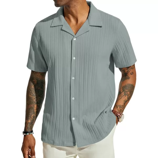 PJ PAUL JONES Men's Casual Button Down Shirts Short Sleeve Summer Shirts Wrinkle-Free Shirts Textured Beach Shirts