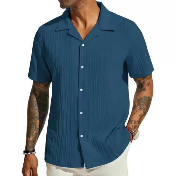 PJ PAUL JONES Men's Casual Button Down Shirts Short Sleeve Summer Shirts Wrinkle-Free Shirts Textured Beach Shirts