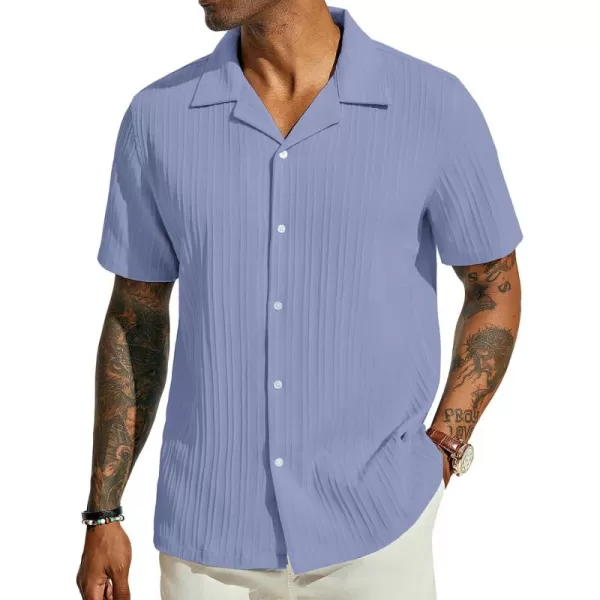 PJ PAUL JONES Men's Casual Button Down Shirts Short Sleeve Summer Shirts Wrinkle-Free Shirts Textured Beach Shirts