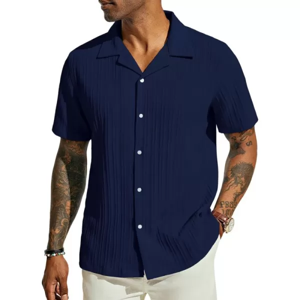PJ PAUL JONES Men's Casual Button Down Shirts Short Sleeve Summer Shirts Wrinkle-Free Shirts Textured Beach Shirts