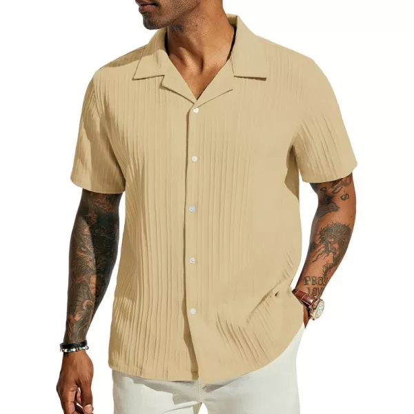 PJ PAUL JONES Men's Casual Button Down Shirts Short Sleeve Summer Shirts Wrinkle-Free Shirts Textured Beach Shirts
