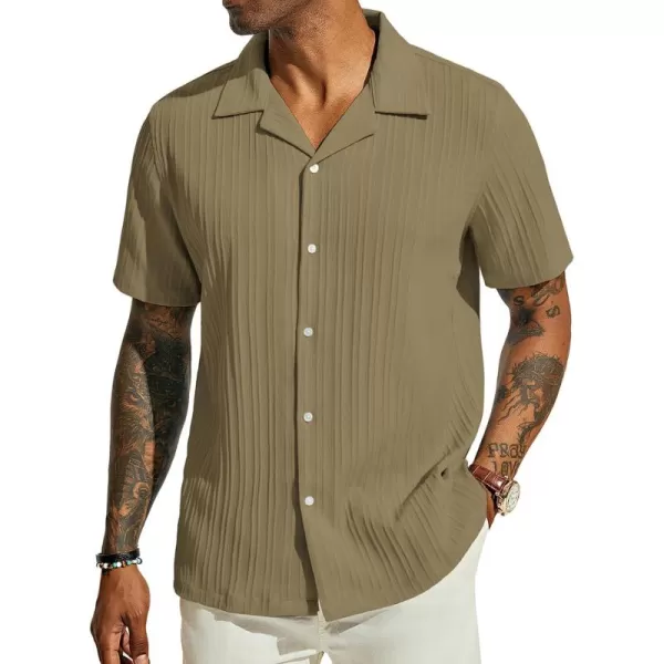 PJ PAUL JONES Men's Casual Button Down Shirts Short Sleeve Summer Shirts Wrinkle-Free Shirts Textured Beach Shirts