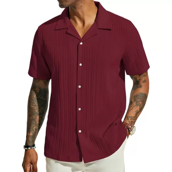 PJ PAUL JONES Men's Casual Button Down Shirts Short Sleeve Summer Shirts Wrinkle-Free Shirts Textured Beach Shirts