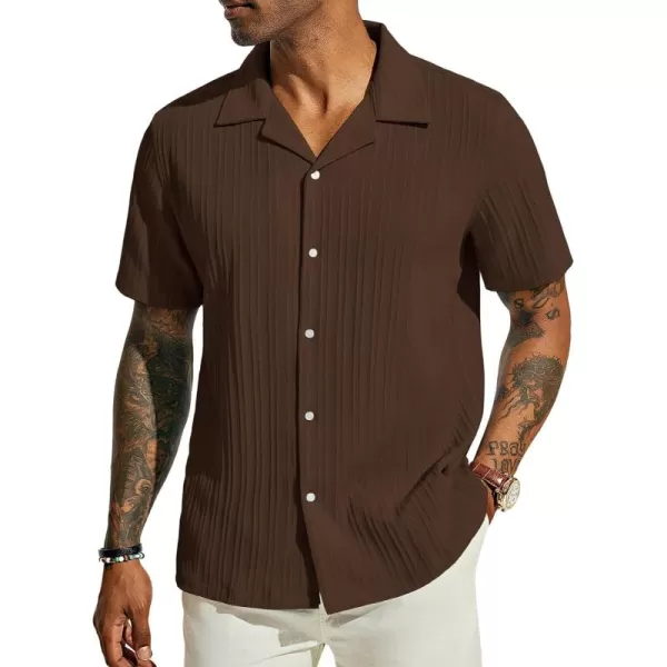 PJ PAUL JONES Men's Casual Button Down Shirts Short Sleeve Summer Shirts Wrinkle-Free Shirts Textured Beach Shirts