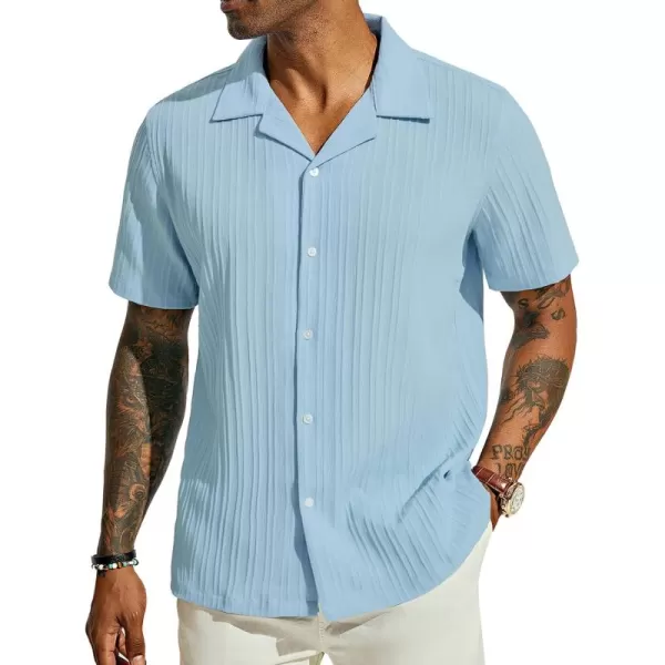 PJ PAUL JONES Men's Casual Button Down Shirts Short Sleeve Summer Shirts Wrinkle-Free Shirts Textured Beach Shirts