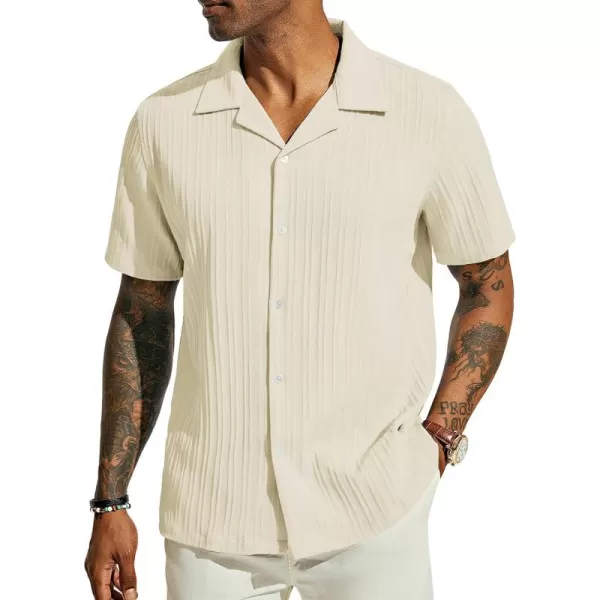 PJ PAUL JONES Men's Casual Button Down Shirts Short Sleeve Summer Shirts Wrinkle-Free Shirts Textured Beach Shirts