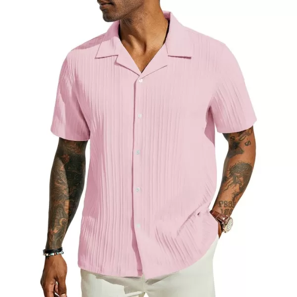 PJ PAUL JONES Men's Casual Button Down Shirts Short Sleeve Summer Shirts Wrinkle-Free Shirts Textured Beach Shirts
