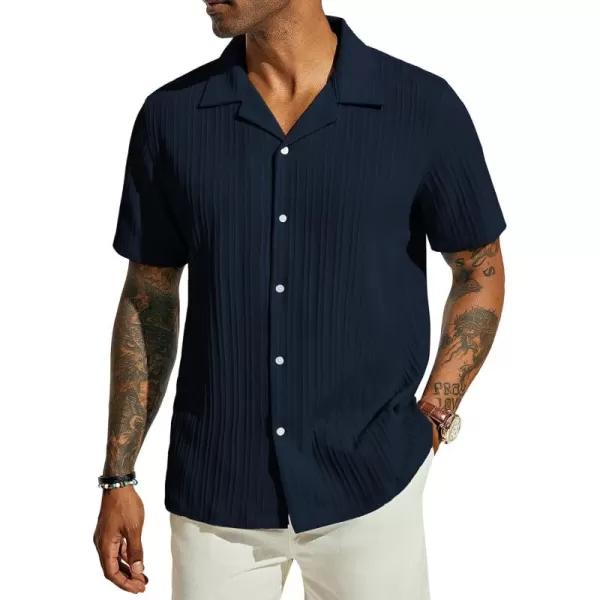 PJ PAUL JONES Men's Casual Button Down Shirts Short Sleeve Summer Shirts Wrinkle-Free Shirts Textured Beach Shirts