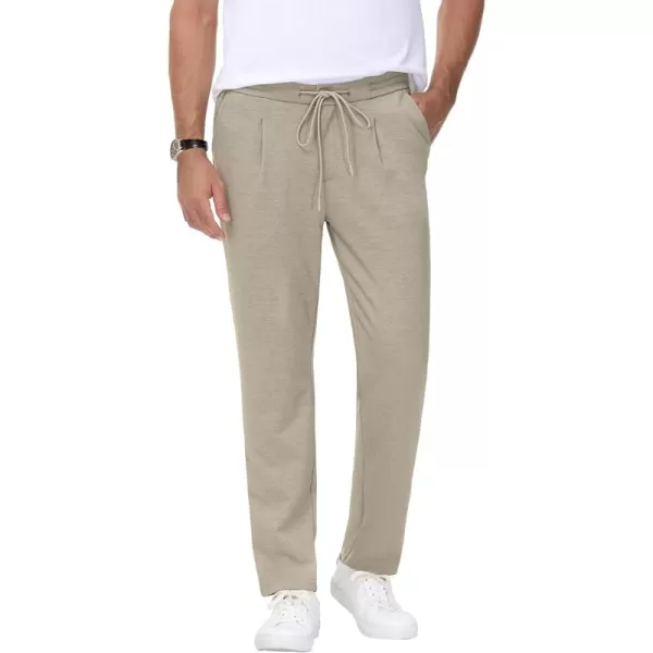PJ PAUL JONES Men's Casual Pants Slim Fit Elastic Waist Drawstring Pants Pleated Front Tapered Trousers